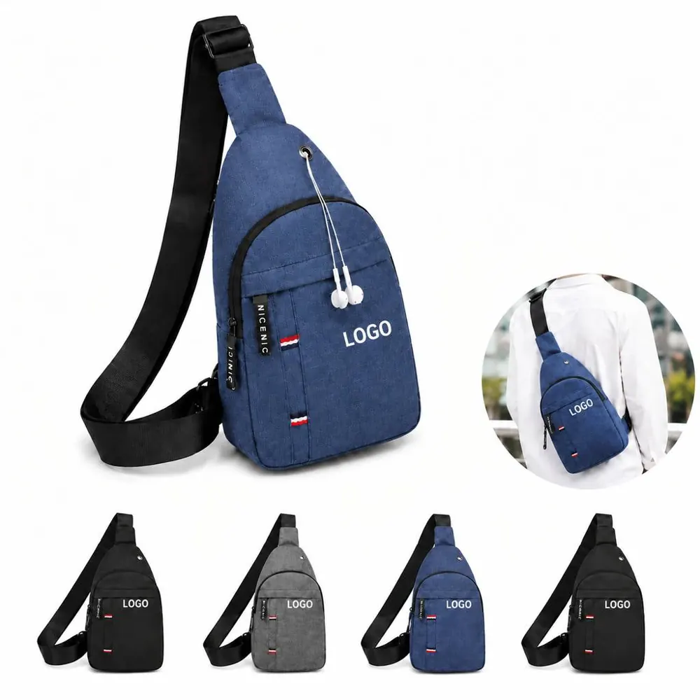 Canvas Crossbody Sling Bag with Adjustable Strap