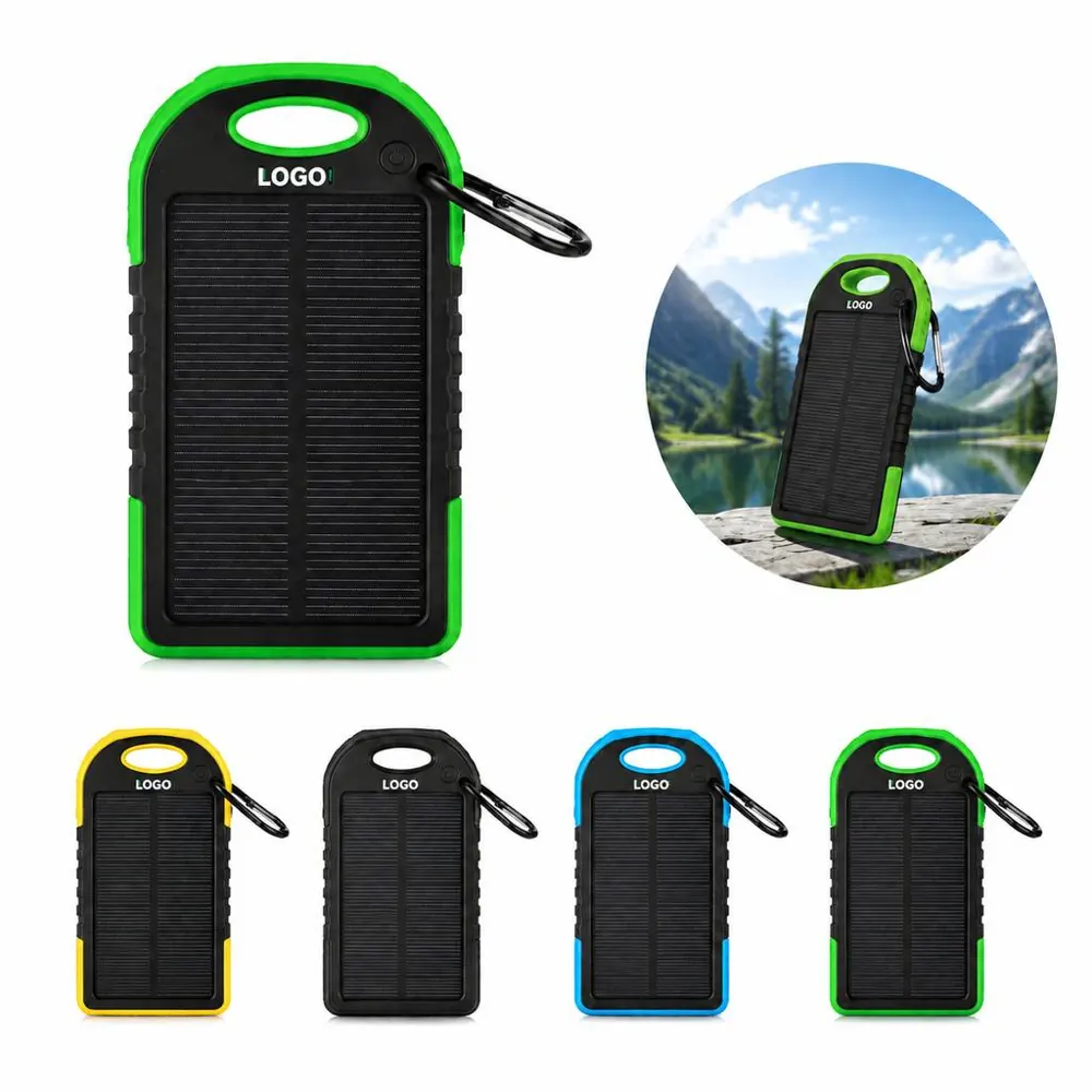 Portable Solar Charger with LED Light for USB Devices