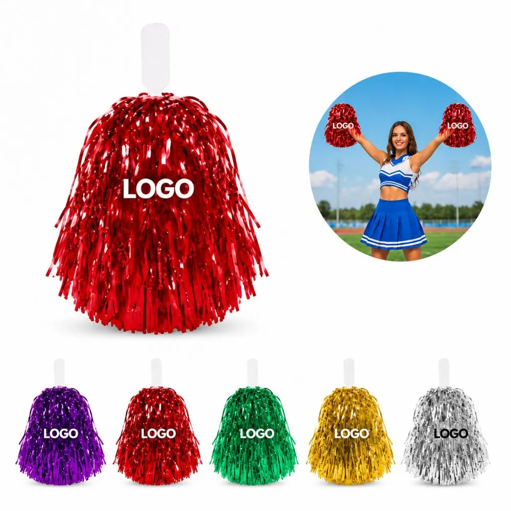 Metallic Cheerleading Pom Poms for Sports and Dance