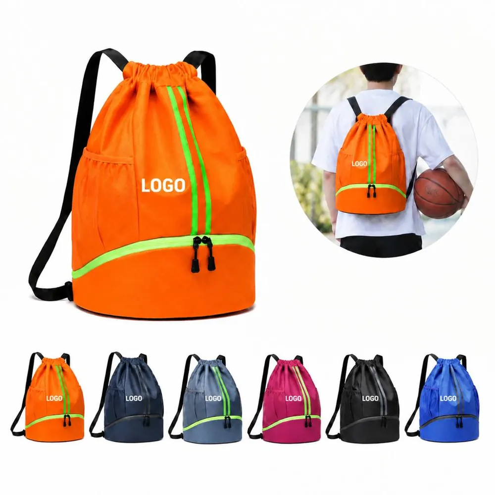 Drawstring Closure Sports Backpack Lightweight Oxford