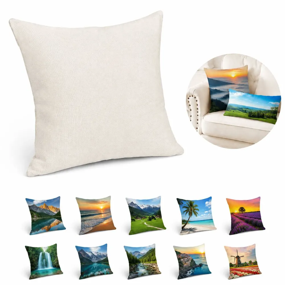 Soft Breathable Linen Cushion Cover with Hidden Zipper 2