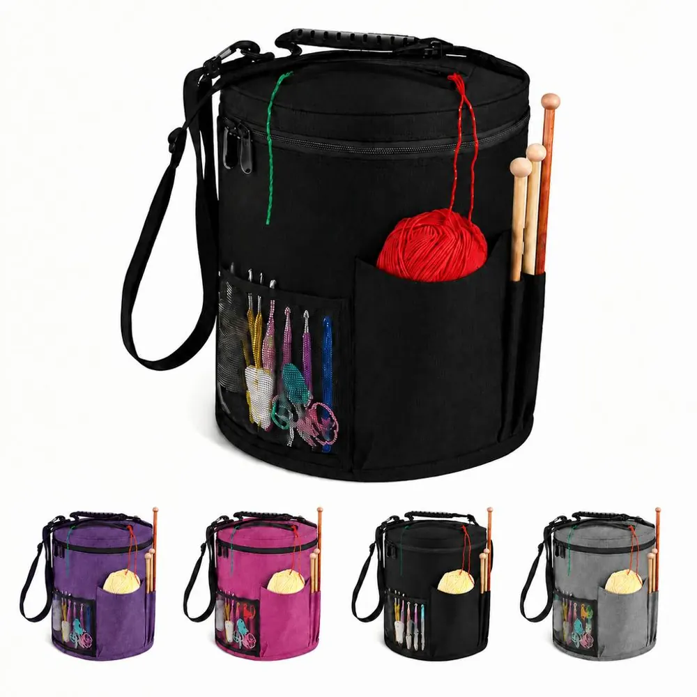 Knitting Crochet Yarn Organizer Bag with Compartments 2
