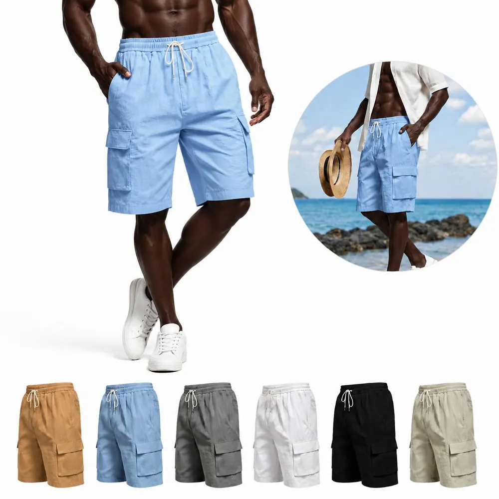 Casual Cargo Shorts with Adjustable Waist and Pockets 2