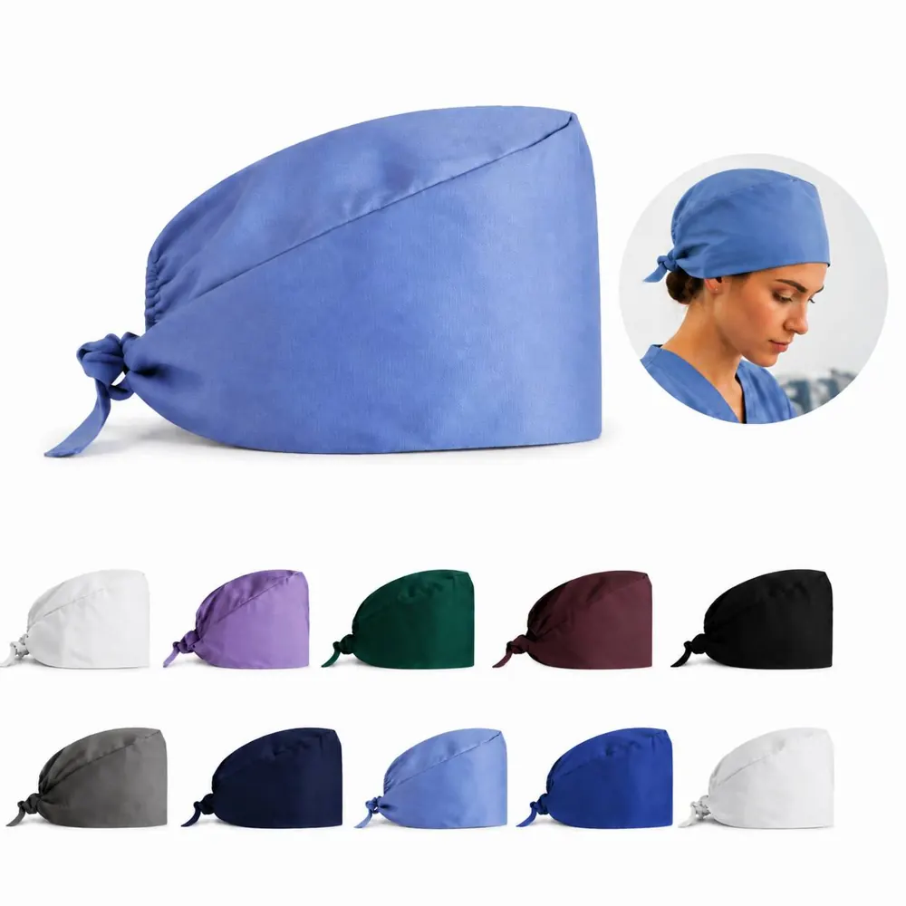 Adjustable White Surgical Scrub Cap for Nurses 2