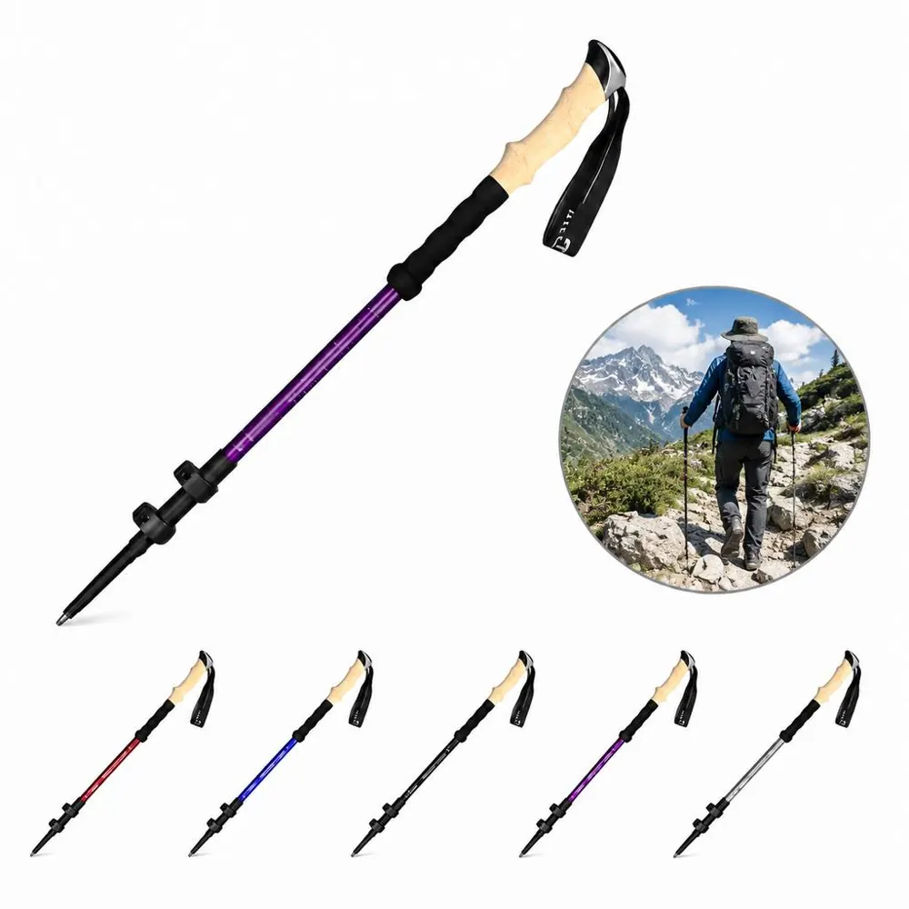 Adjustable Aluminum Trekking Poles with Cork Grip 2