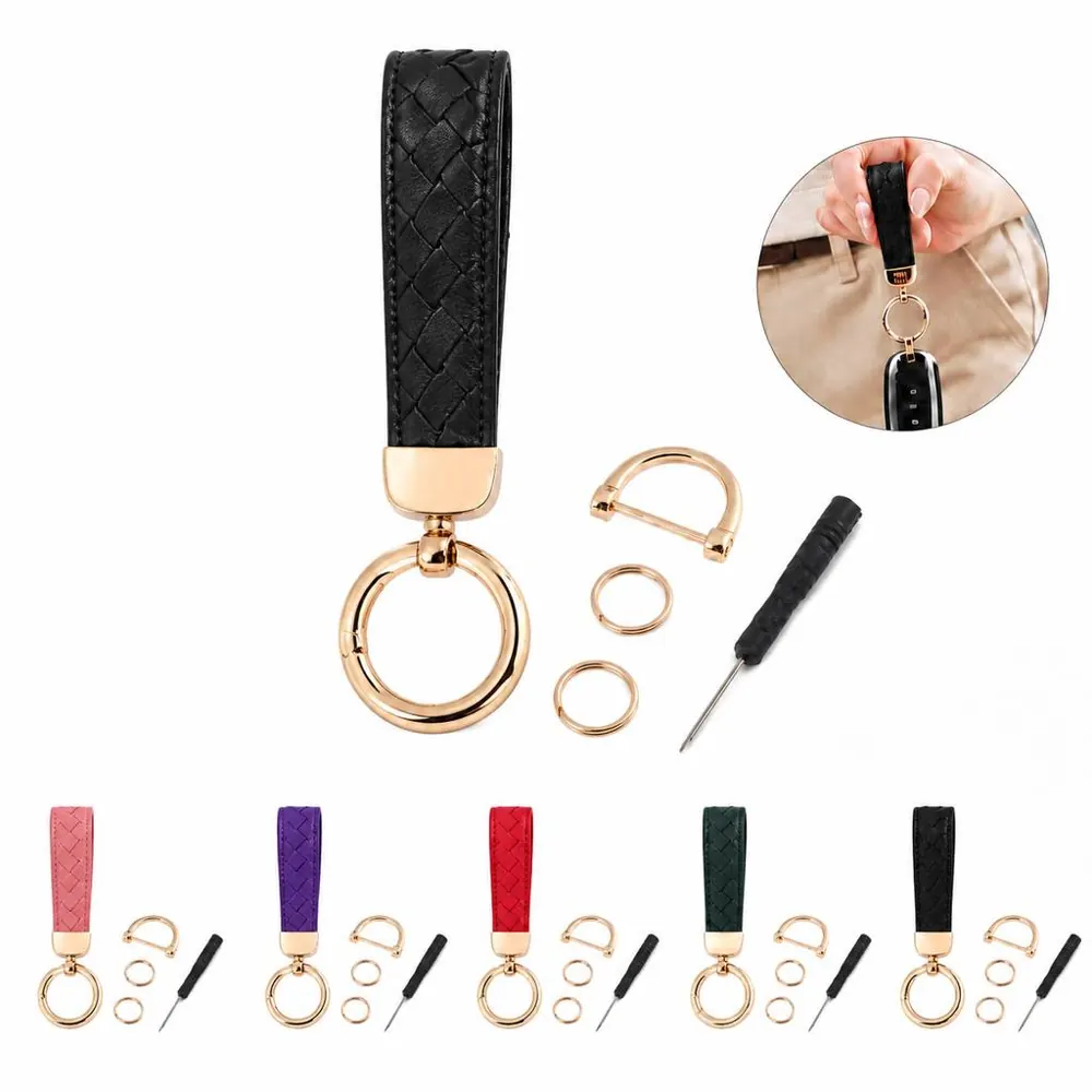 Genuine Leather Car Key Holder with Metal Ring 2