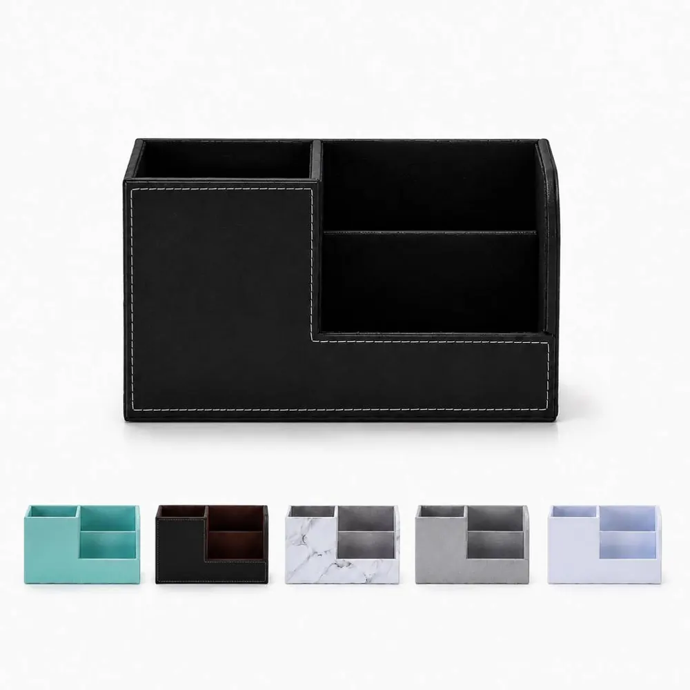 Genuine Leather Desk Organizer with Multiple Compartments 2
