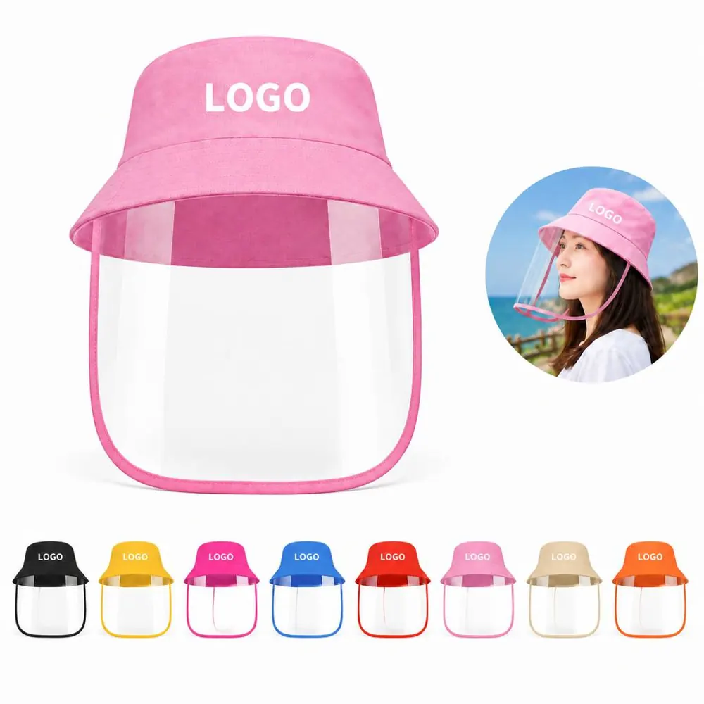 Detachable Face Shield Bucket Hat Breathable Sun Protection