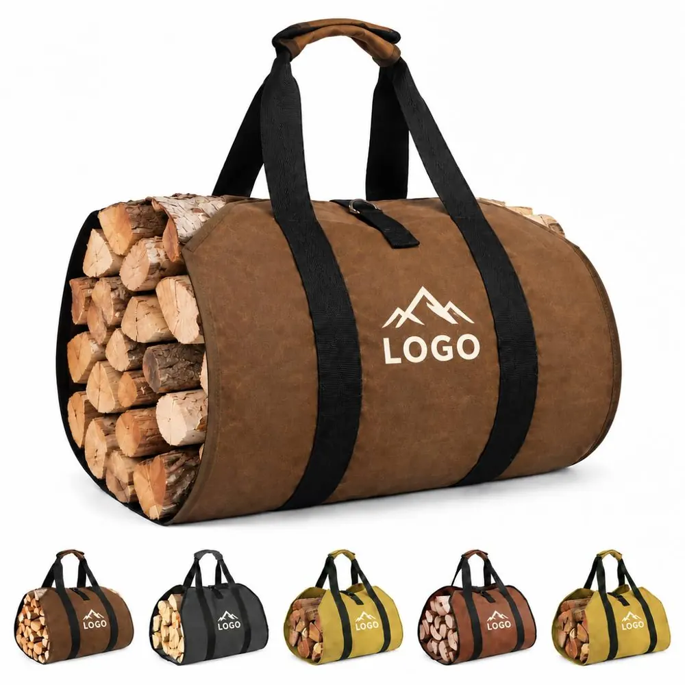 Waterproof Canvas Firewood Log Tote with Reinforced