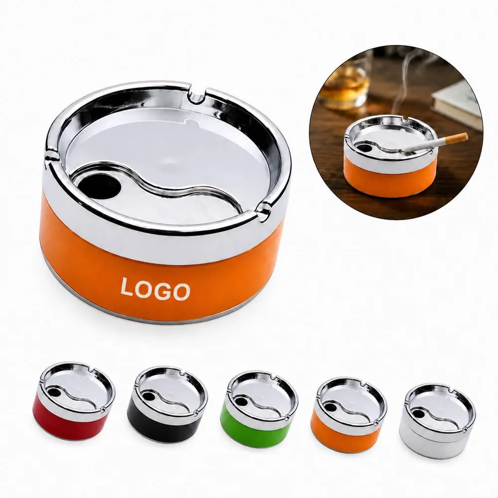 Round Ashtray with Rotating Cover for Odor Control