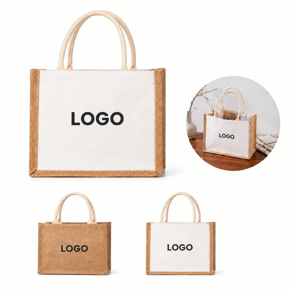 Natural Linen Beach Tote Bag Lightweight Casual Carryall
