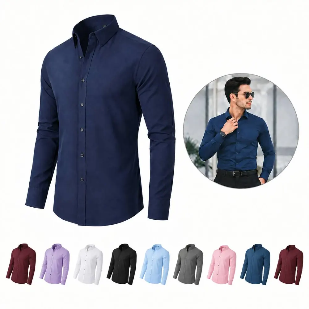 Men's Button Down Collar Long Sleeve Shirt 2