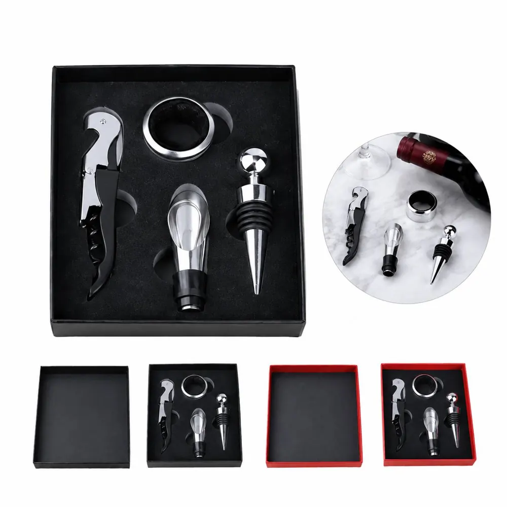 4-Piece Wine Opener Gift Set with Corkscrew and Pourer 2