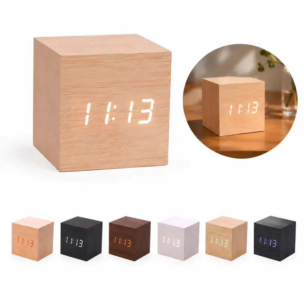 Wooden Analog Alarm Clock with Snooze 2
