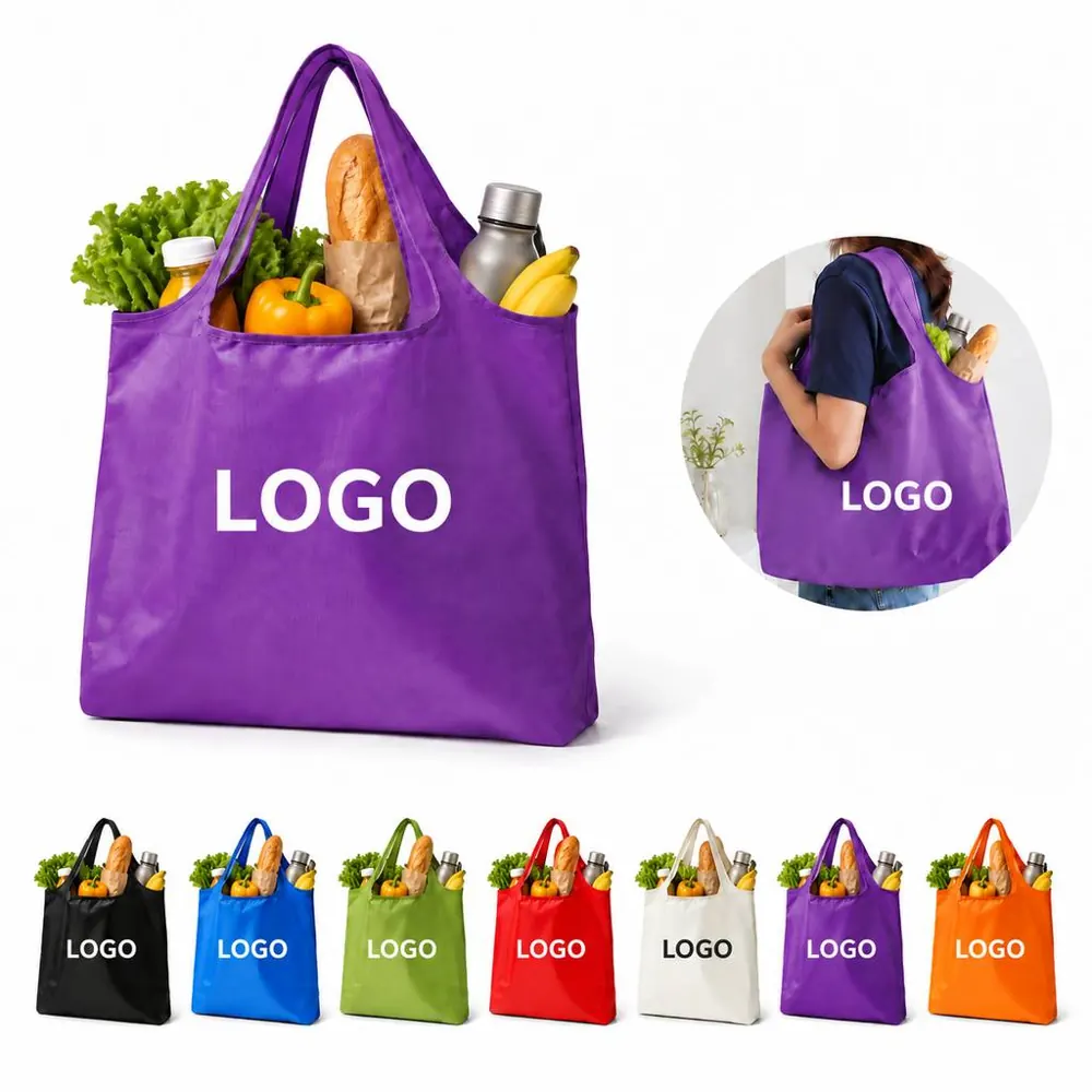 Compact Reusable Oxford Cloth Tote Bag for Shopping