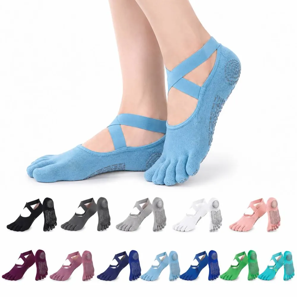 Five Toe Yoga Socks with Silicone Grip Dots for Women 2