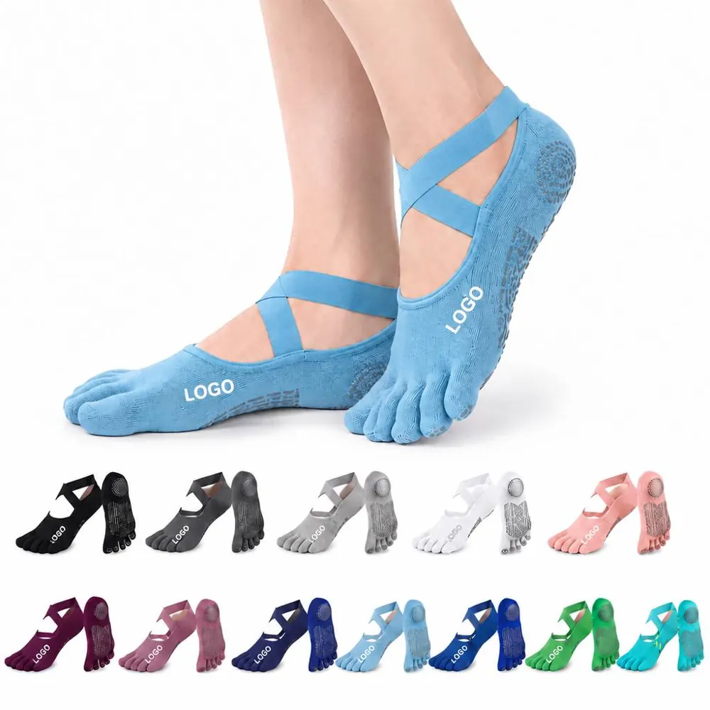 Five Toe Yoga Socks with Silicone Grip Dots for Women