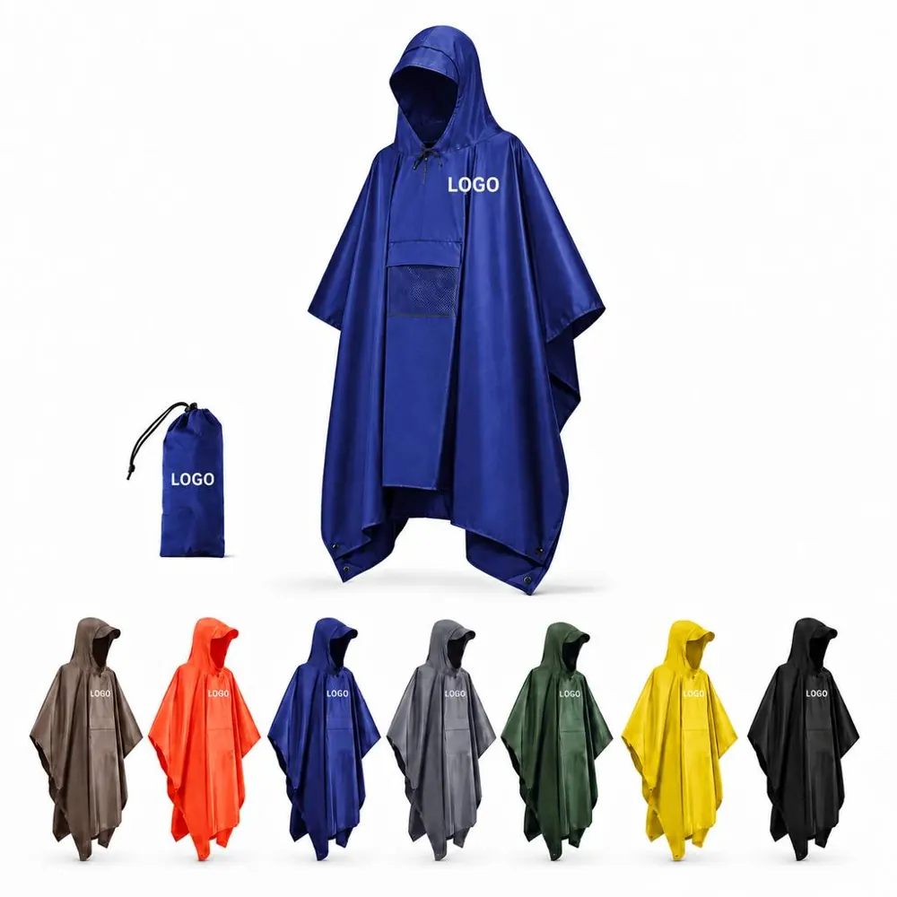 Lightweight Waterproof Hooded Rain Poncho for Outdoor