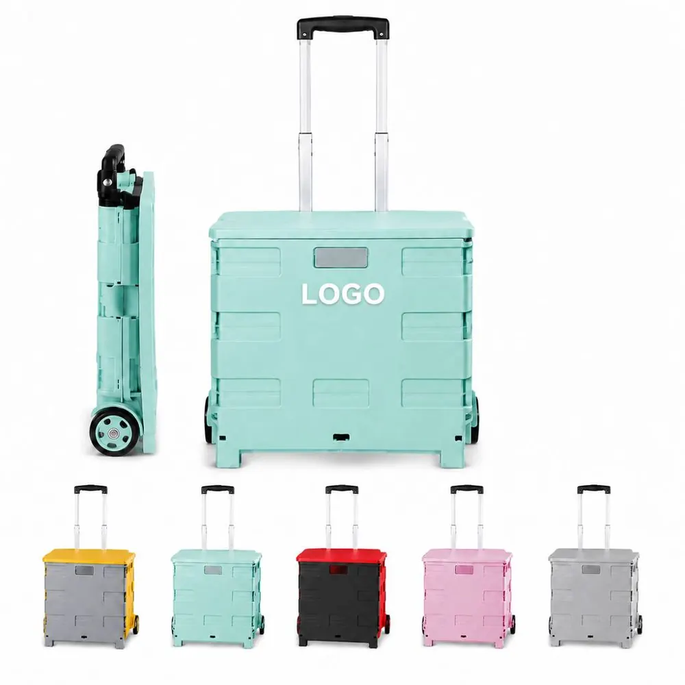Collapsible Grocery Cart with Wheels and Telescopic Handle