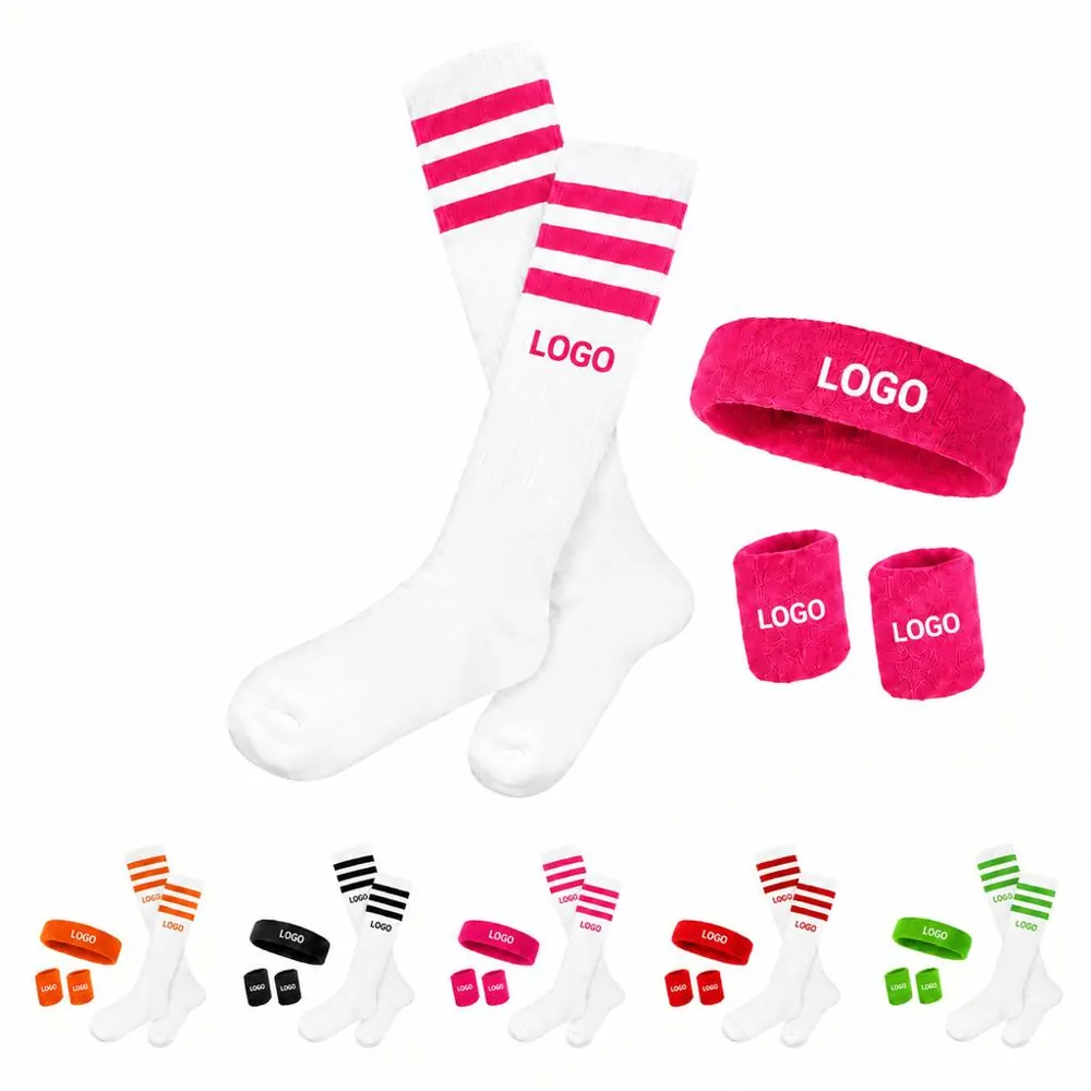 Striped Sweatband Socks Set with Wristband and Headband