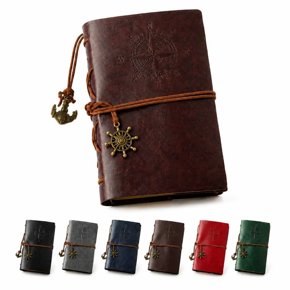 Refillable Vintage Leather Journal Notebook with Secure 2