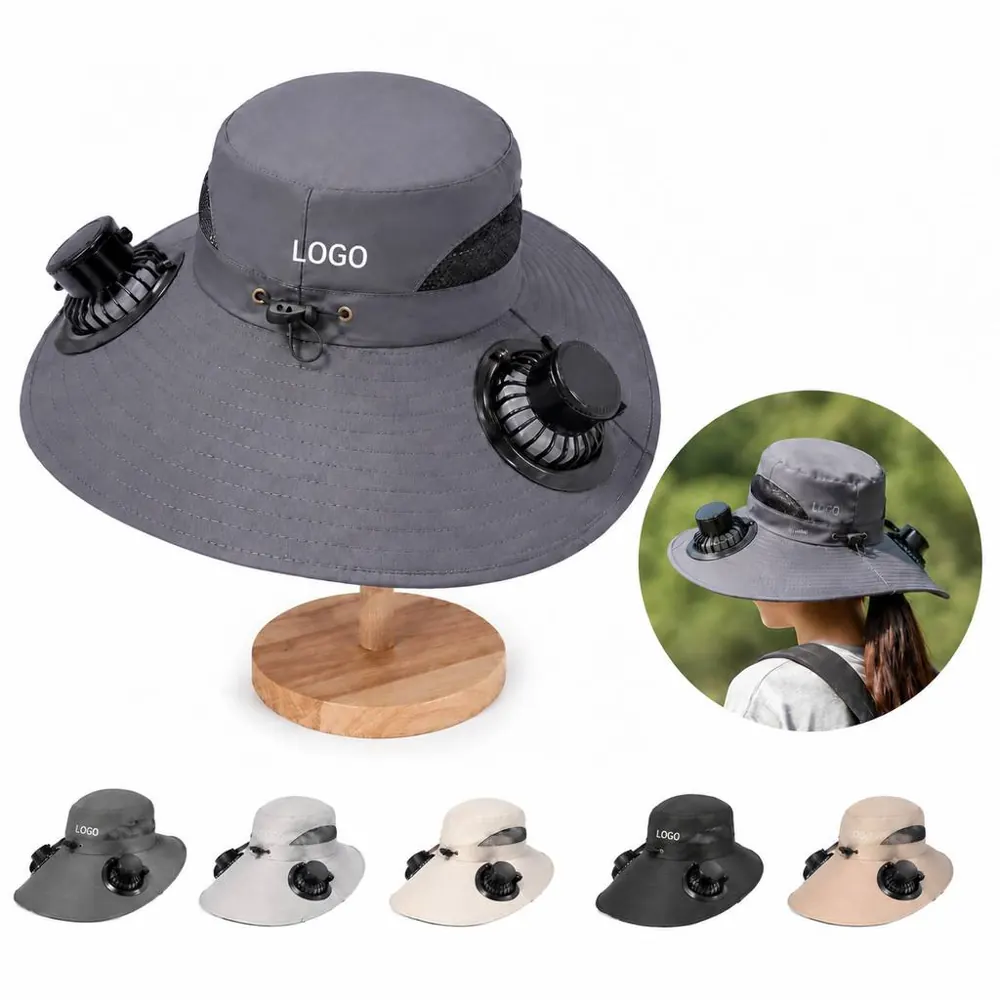 Wide Brim Fan Hat with Built-in Cooling Breeze