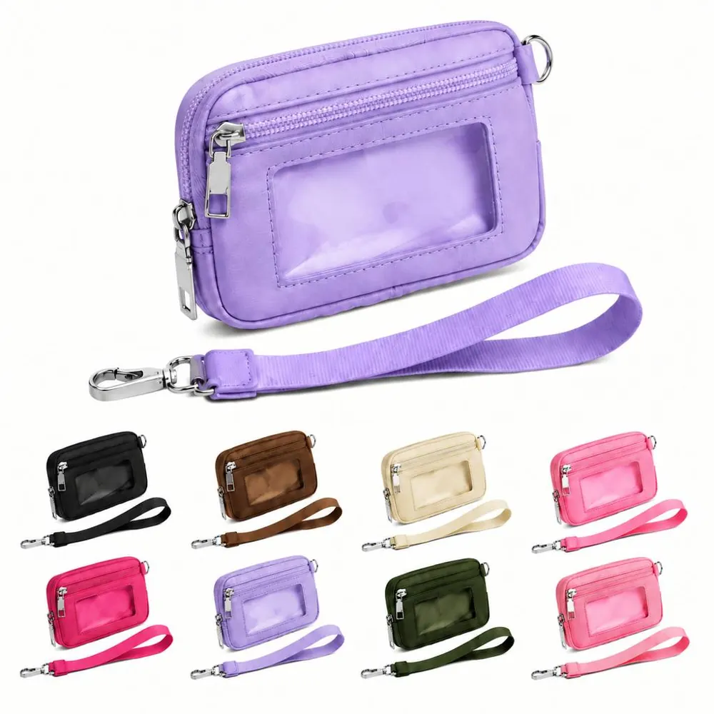 Clear Window Wristlet Pouch for Phone Cards Keys 2