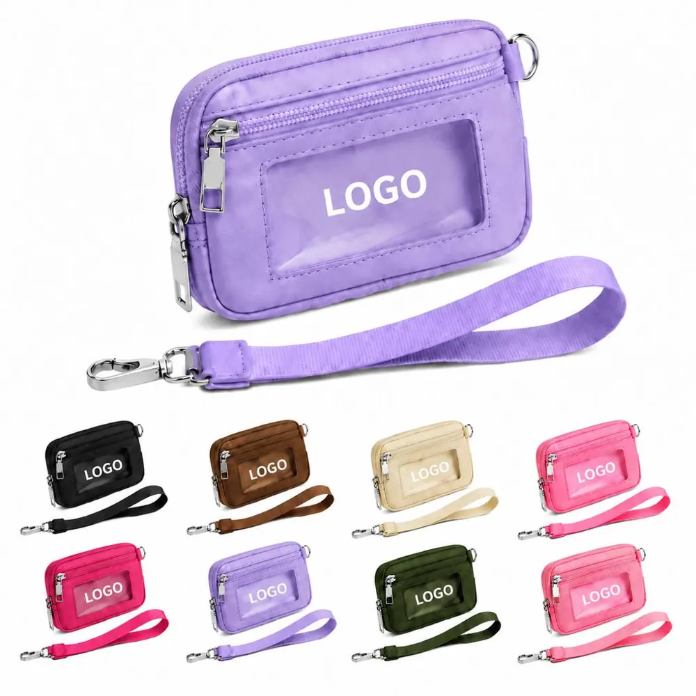 Clear Window Wristlet Pouch for Phone Cards Keys
