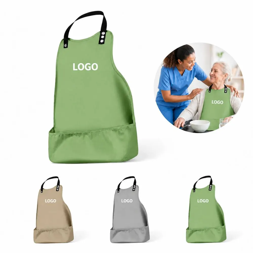 Waterproof Adult Bib with Adjustable Neck and Crumb Pocket
