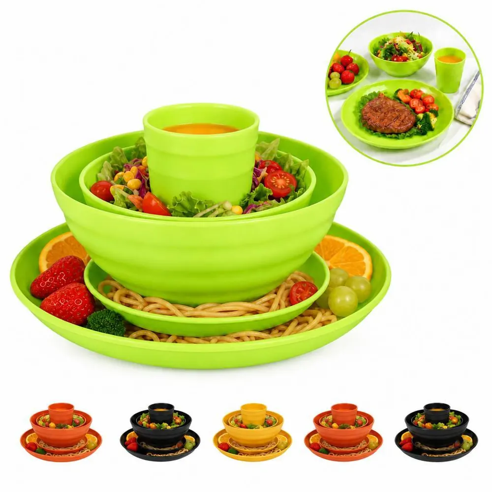 Reusable Plastic Dinnerware Set for Meals Picnics Parties 2