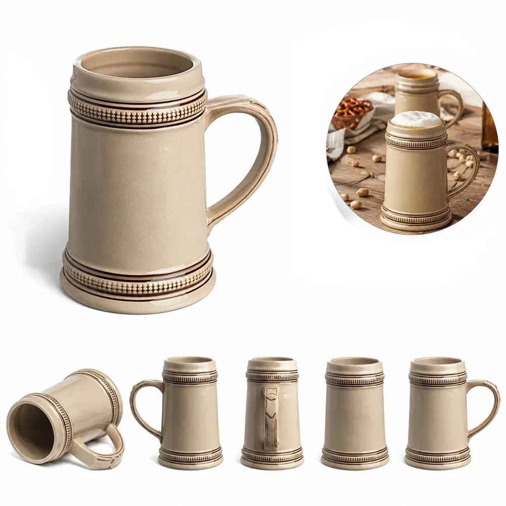550ML Embossed Ceramic Beer Stein for Cold Drinks 2
