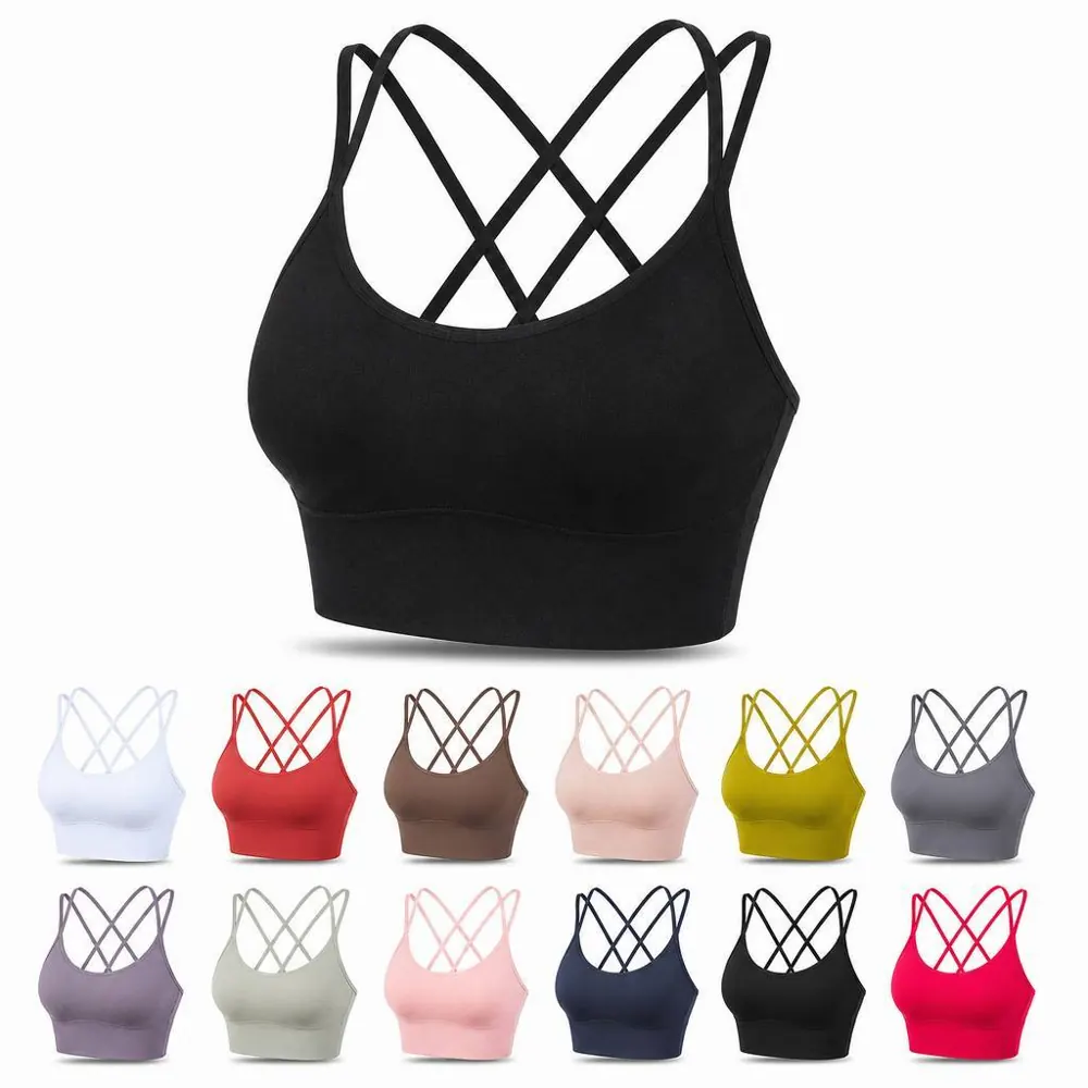Breathable Cross-Back Yoga Sports Bra with Thin Straps 2