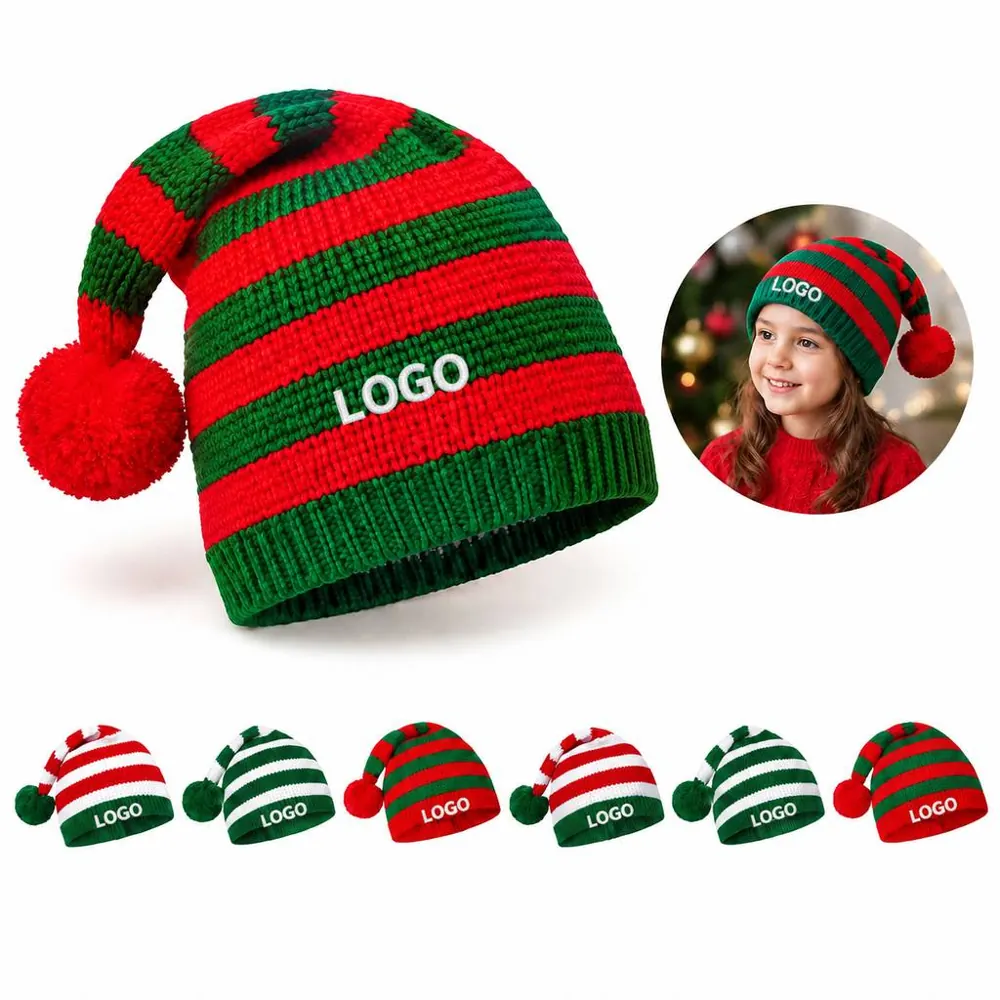 Festive Knit Santa Hat with Pom-Pom for Adults
