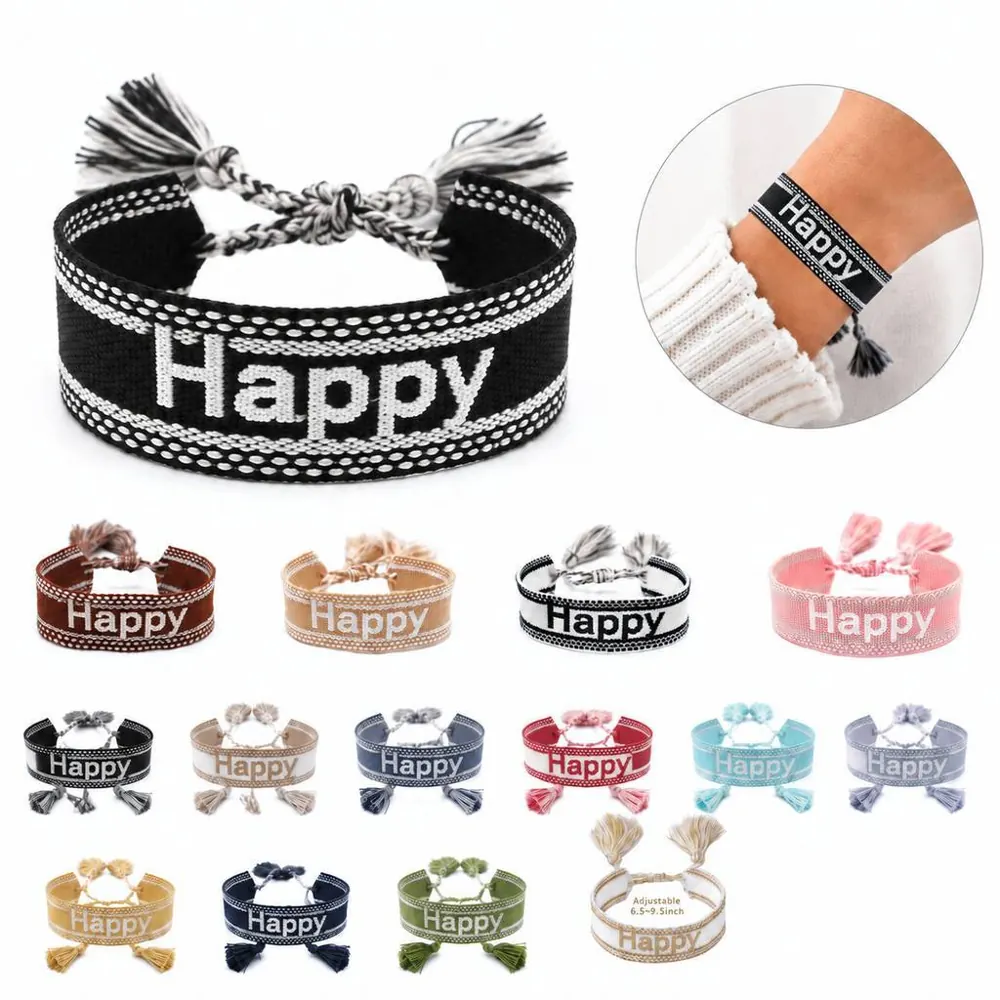 Handmade Woven Letter Tassel Bracelet Adjustable Fit 2
