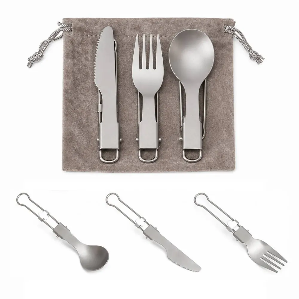 Compact Stainless Steel Camping Utensil Set with Case 2