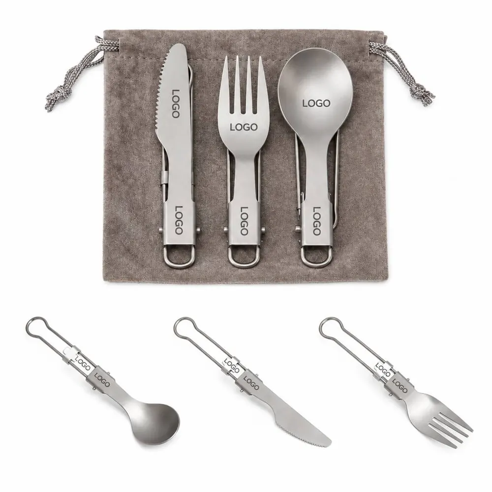 Compact Stainless Steel Camping Utensil Set with Case