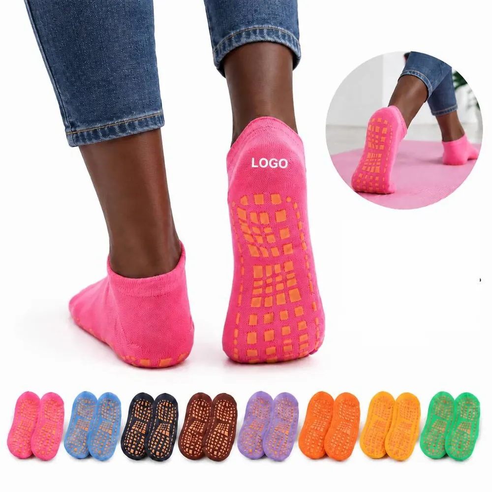 Non-Slip Cotton Yoga Socks with Grip Sole for Home