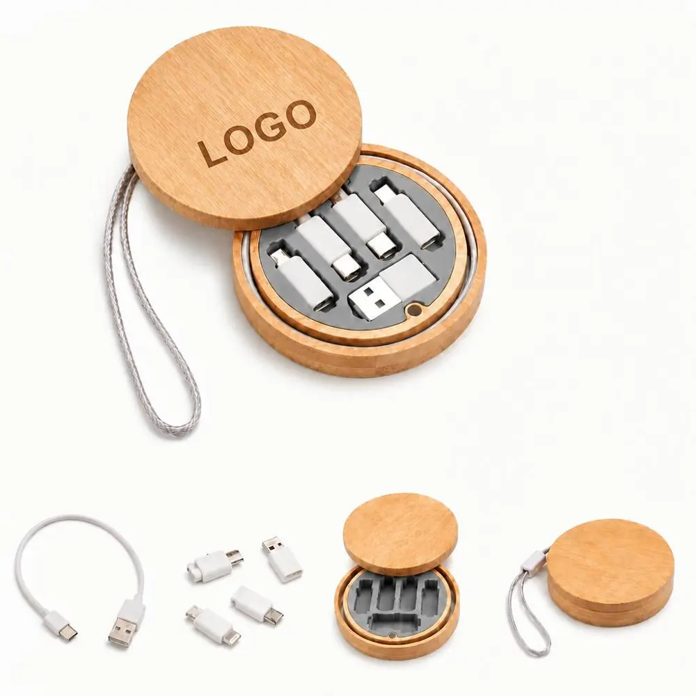 Portable Bamboo Multi-Interface USB Adapter Set