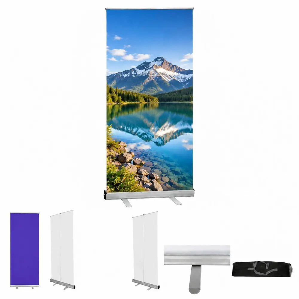 Portable Aluminum Retractable Banner Stand, 33.5 x 80 Inches 2