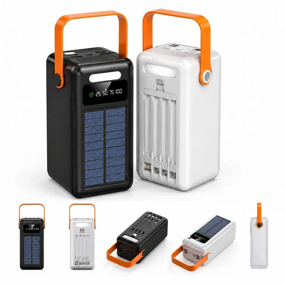 Portable 30000mAh Solar Charger with Cables 2