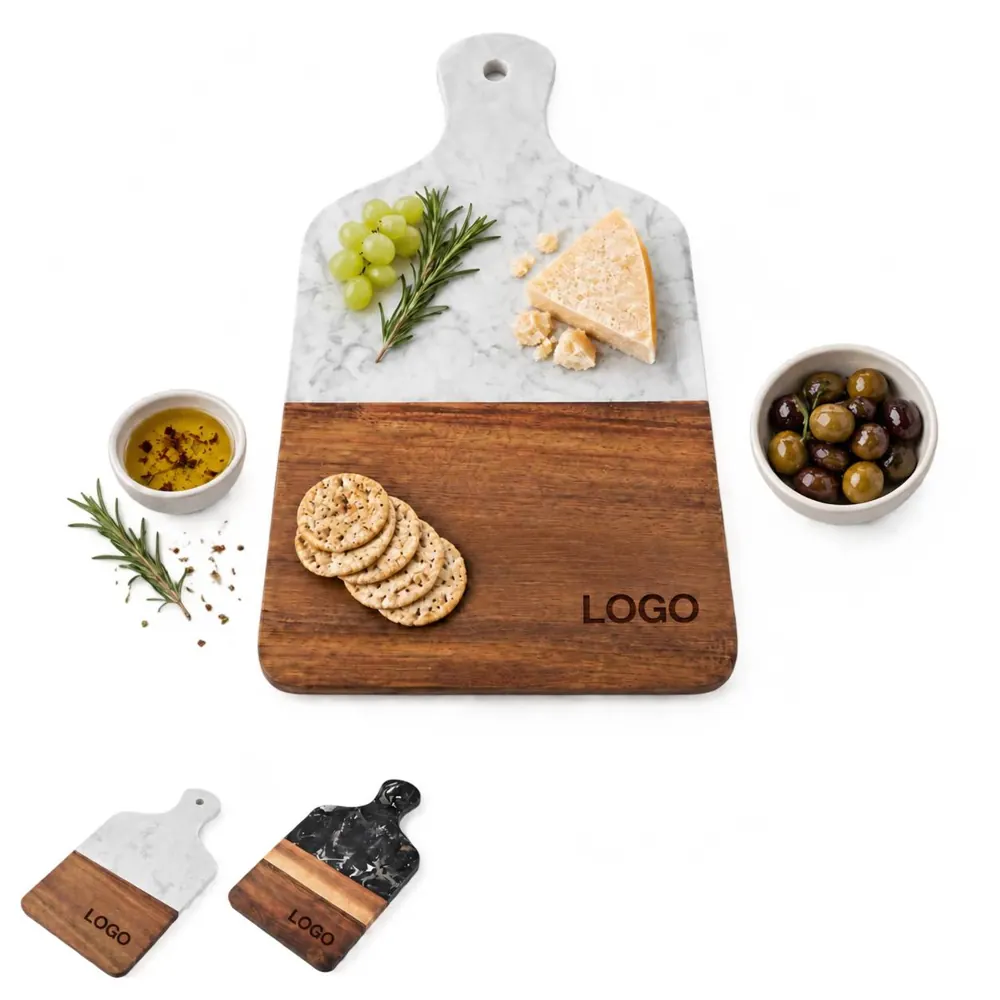 Square Artificial Marble & Solid Wood Chopping Board