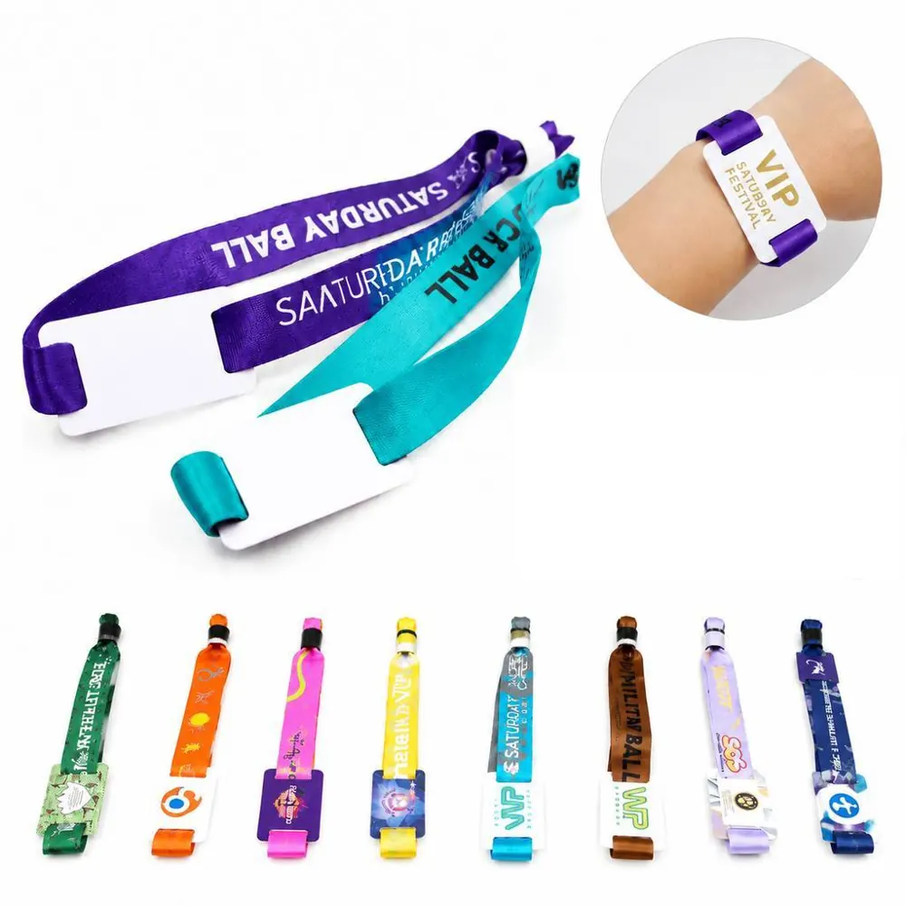 Printed PVC Label Polyester Sport Wristband Custom 2