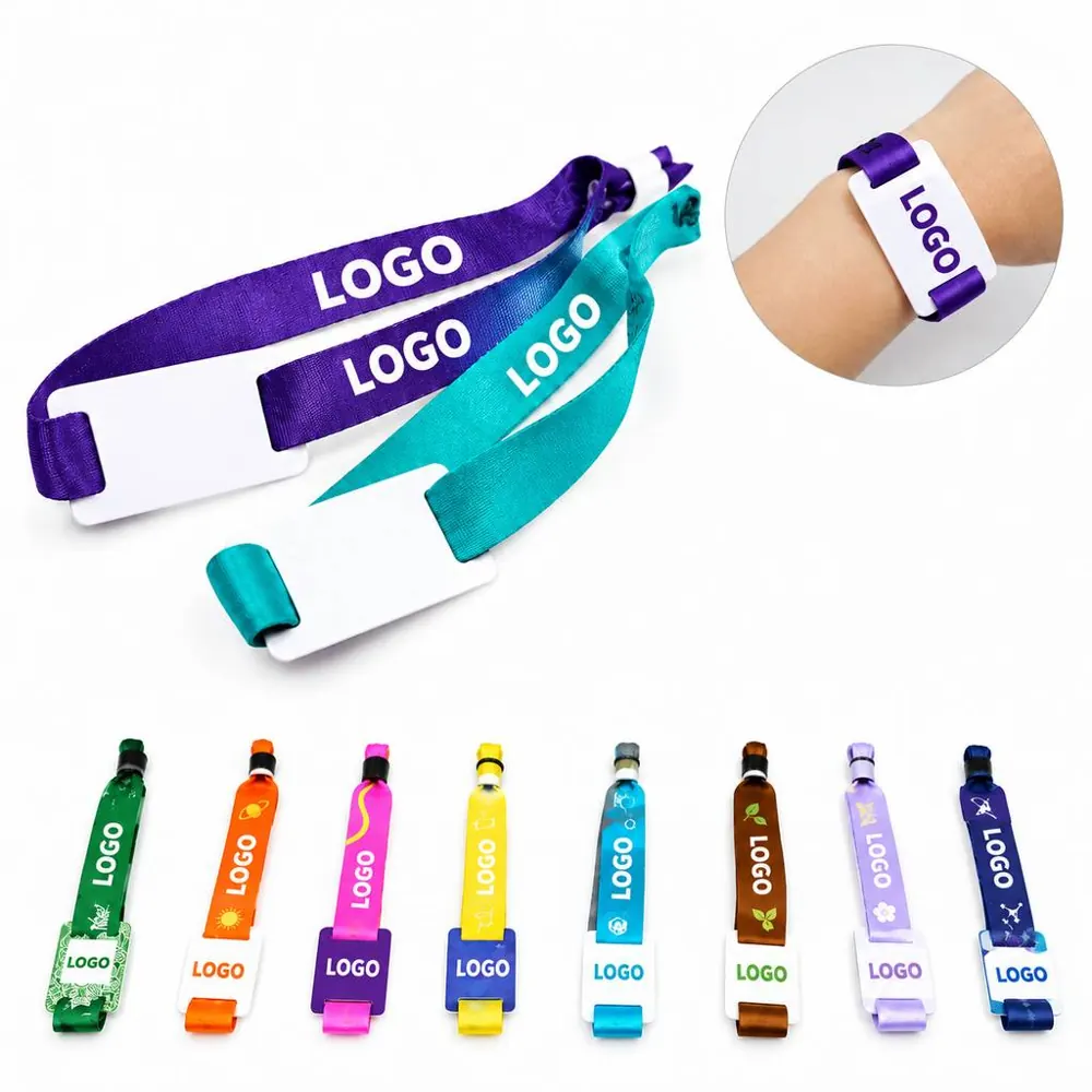 Printed PVC Label Polyester Sport Wristband Custom