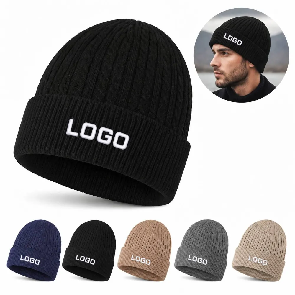 Unisex Cuffed Plain Knit Winter Beanie Hat for Warmth