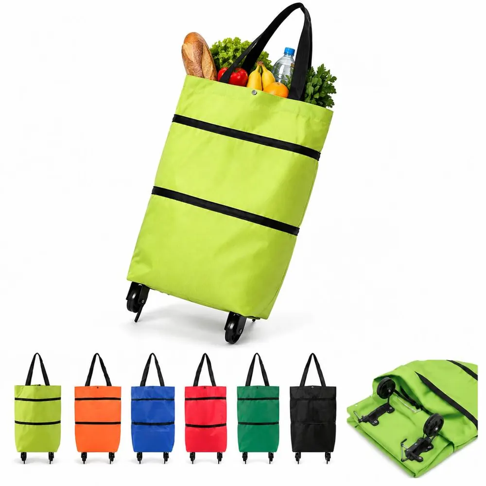 Collapsible Rolling Grocery Tote with Telescopic Handle 2
