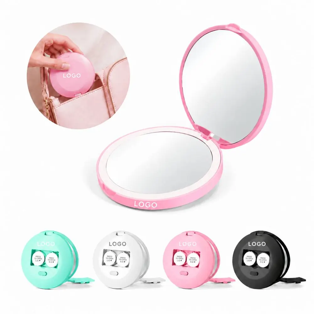 Compact LED Lighted Travel Mirror