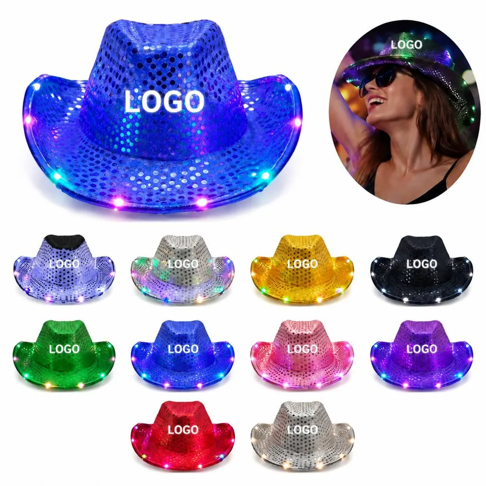 Light-Up Sequin Cowboy Hat with Adjustable Fit