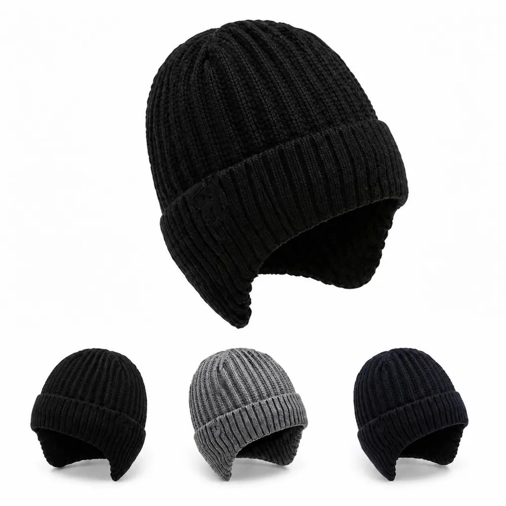 Winter Knit Hat with Earflaps Fleece Lined for Adults 2