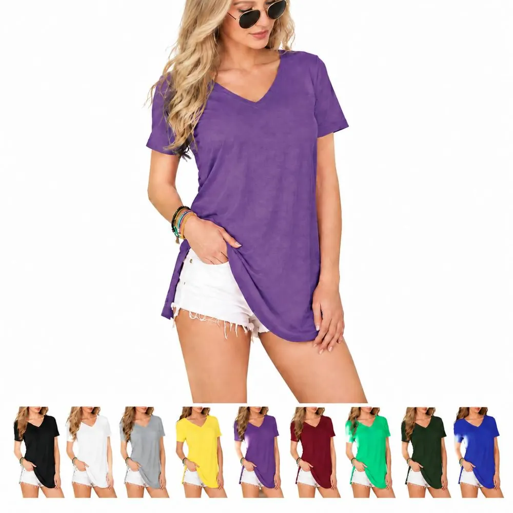 Women's Soft V-Neck Breathable Tee Relaxed Fit 2