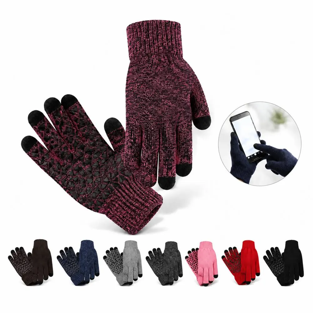 Touch Screen Knit Gloves with Non-Slip Palm 2
